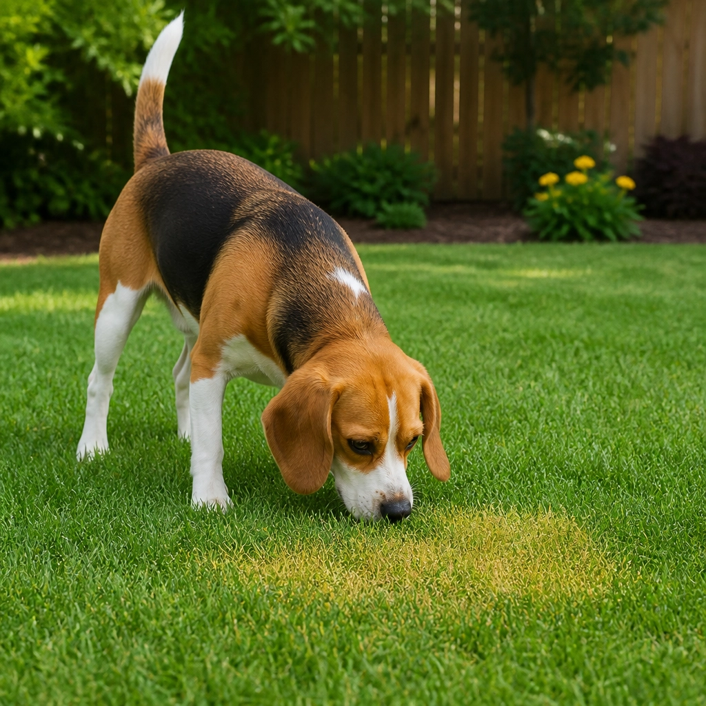 Beagle in yard