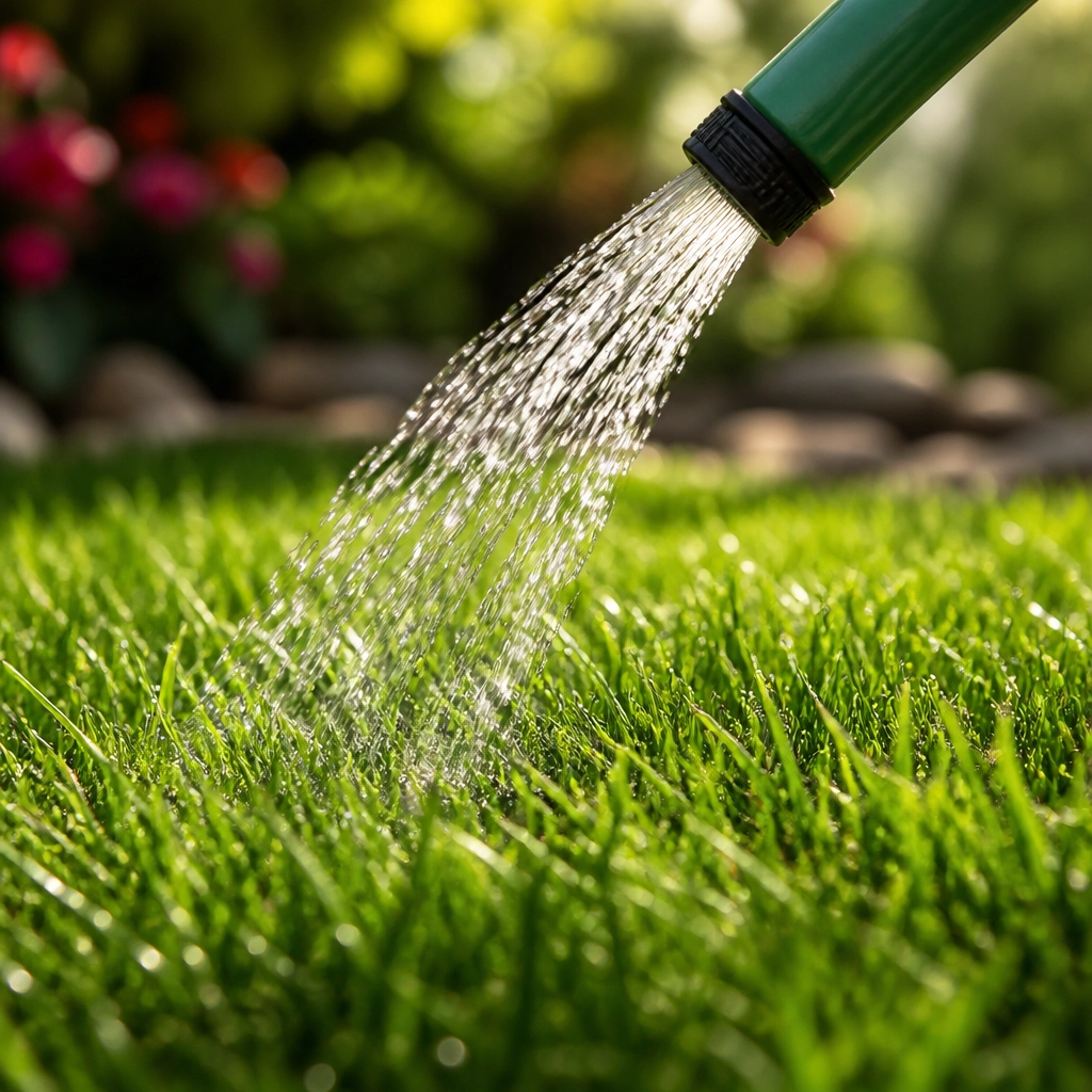 Watering the lawn to prevent spots